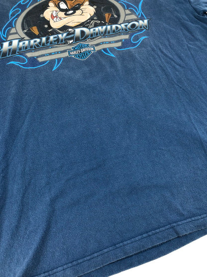 【現状渡し品】【メンズ】 HARLEY DAVIDSON ハーレーダビッドソン TASMANIAN DEVIL MOTORCYCLE PRINT TEE タスマニアンデビル モーターサイクル プリントTシャツ 146-250625-rt-04-tag サイズ：なし カラー：ブルー 万代Net店