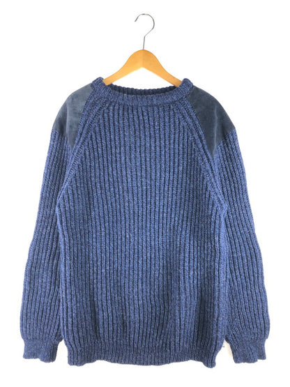 【中古品】【メンズ】 ANTERTEX アンターテックス LEATHER SHOULDER PATCH DESIGN WOOL KNIT 肩レザーパッチ デザイン ウールニット セーター トップス 146-250704-rt-02-tag サイズ：XL カラー：ネイビー 万代Net店