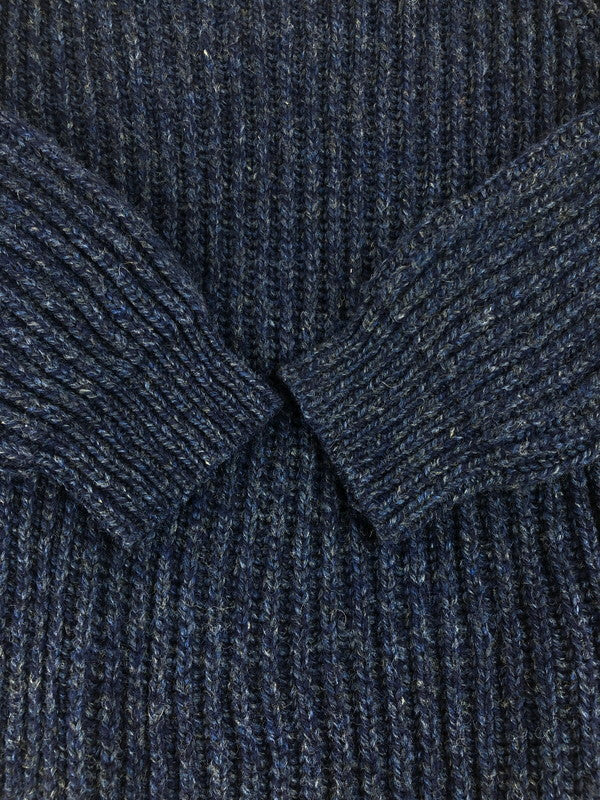 【中古品】【メンズ】 ANTERTEX アンターテックス LEATHER SHOULDER PATCH DESIGN WOOL KNIT 肩レザーパッチ デザイン ウールニット セーター トップス 146-250704-rt-02-tag サイズ：XL カラー：ネイビー 万代Net店