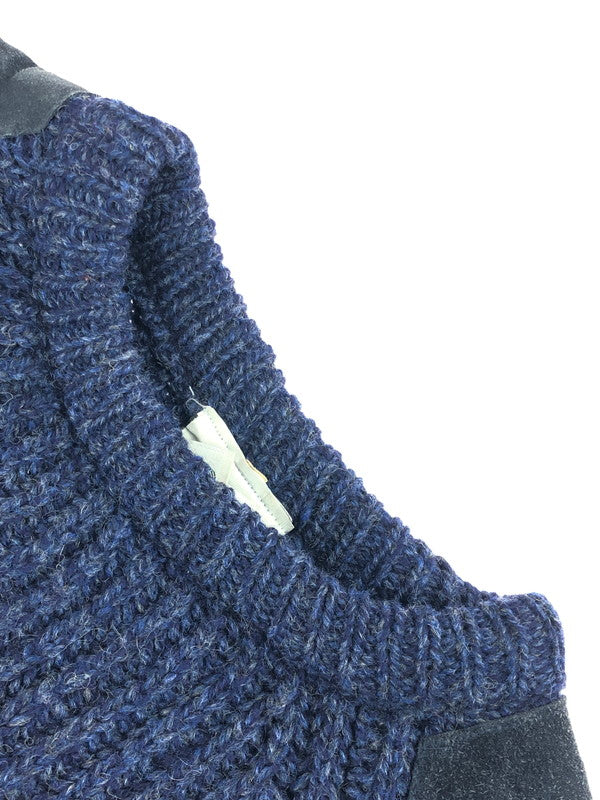 【中古品】【メンズ】 ANTERTEX アンターテックス LEATHER SHOULDER PATCH DESIGN WOOL KNIT 肩レザーパッチ デザイン ウールニット セーター トップス 146-250704-rt-02-tag サイズ：XL カラー：ネイビー 万代Net店