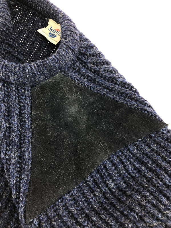 【中古品】【メンズ】 ANTERTEX アンターテックス LEATHER SHOULDER PATCH DESIGN WOOL KNIT 肩レザーパッチ デザイン ウールニット セーター トップス 146-250704-rt-02-tag サイズ：XL カラー：ネイビー 万代Net店