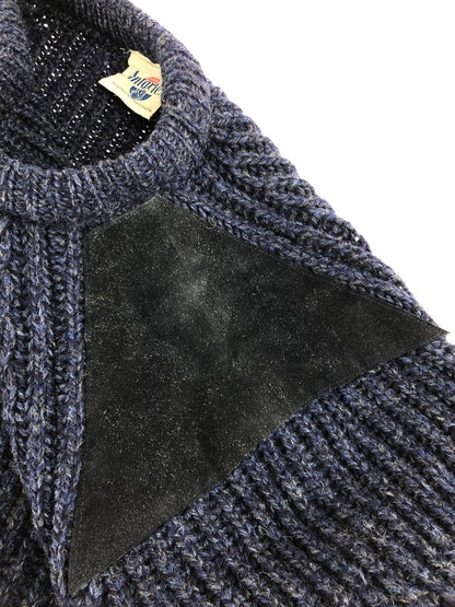 【中古品】【メンズ】 ANTERTEX アンターテックス LEATHER SHOULDER PATCH DESIGN WOOL KNIT 肩レザーパッチ デザイン ウールニット セーター トップス 146-250704-rt-02-tag サイズ：XL カラー：ネイビー 万代Net店