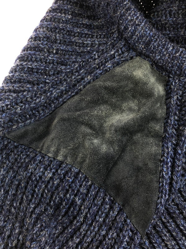 【中古品】【メンズ】 ANTERTEX アンターテックス LEATHER SHOULDER PATCH DESIGN WOOL KNIT 肩レザーパッチ デザイン ウールニット セーター トップス 146-250704-rt-02-tag サイズ：XL カラー：ネイビー 万代Net店