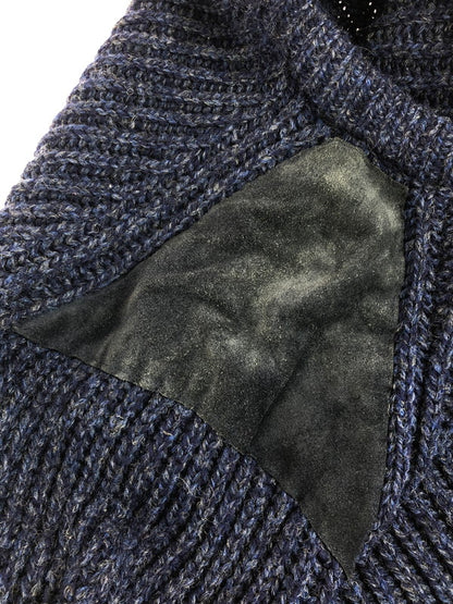 【中古品】【メンズ】 ANTERTEX アンターテックス LEATHER SHOULDER PATCH DESIGN WOOL KNIT 肩レザーパッチ デザイン ウールニット セーター トップス 146-250704-rt-02-tag サイズ：XL カラー：ネイビー 万代Net店