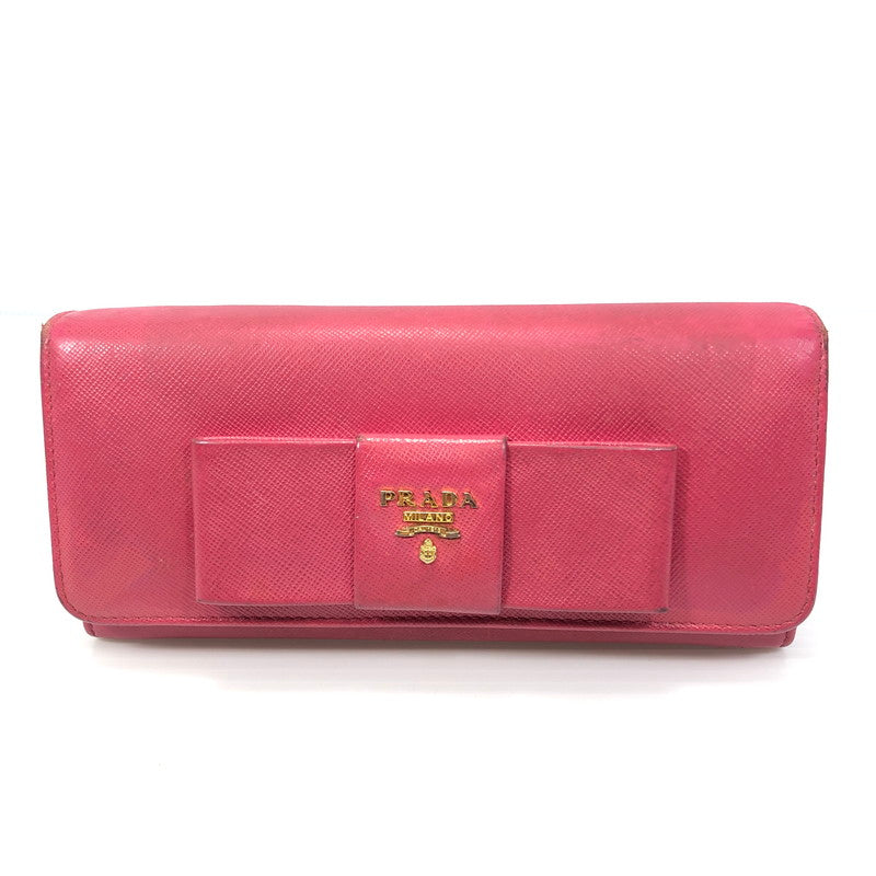 【現状渡し品】【レディース】 PRADA プラダ サフィアーノ リボン付き二つ折り長財布 1M1132 ロングウォレット 財布 181-250619-rt-07-tag カラー：ピオニア 万代Net店