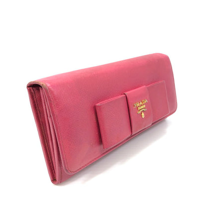 【現状渡し品】【レディース】 PRADA プラダ サフィアーノ リボン付き二つ折り長財布 1M1132 ロングウォレット 財布 181-250619-rt-07-tag カラー：ピオニア 万代Net店