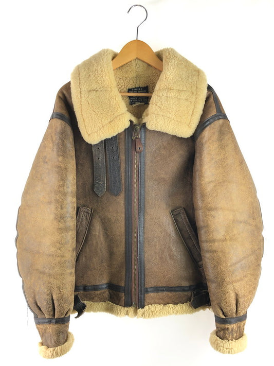 【現状渡し品】【メンズ】 AVIREX アヴィレックス USA製 B-3 MOUTON BOA FLIGHT JACKET 33H5595 AC-17755 ムートン ボア フライトジャケット アウター 145-250706-rt-09-tag サイズ：36 カラー：ブラウン 万代Net店