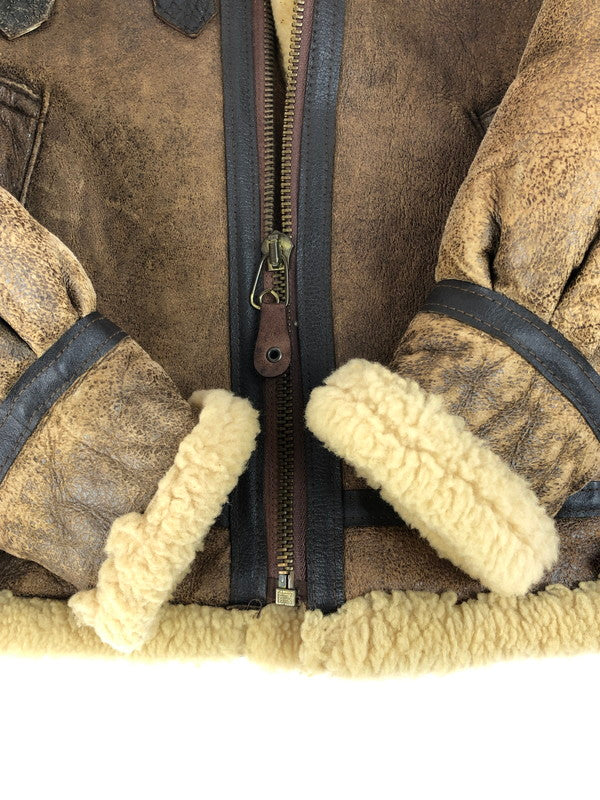 【現状渡し品】【メンズ】 AVIREX アヴィレックス USA製 B-3 MOUTON BOA FLIGHT JACKET 33H5595 AC-17755 ムートン ボア フライトジャケット アウター 145-250706-rt-09-tag サイズ：36 カラー：ブラウン 万代Net店