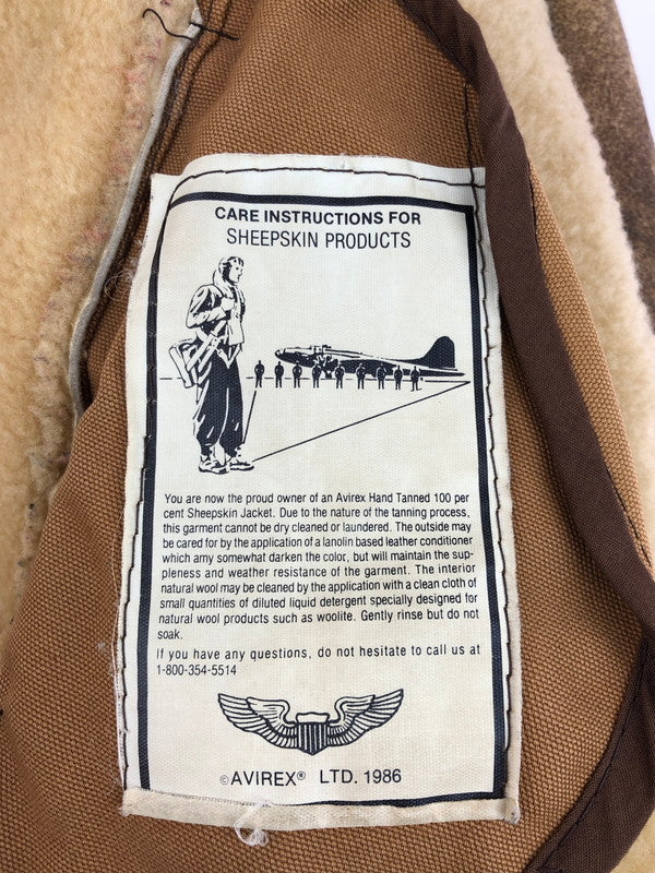 【現状渡し品】【メンズ】 AVIREX アヴィレックス USA製 B-3 MOUTON BOA FLIGHT JACKET 33H5595 AC-17755 ムートン ボア フライトジャケット アウター 145-250706-rt-09-tag サイズ：36 カラー：ブラウン 万代Net店