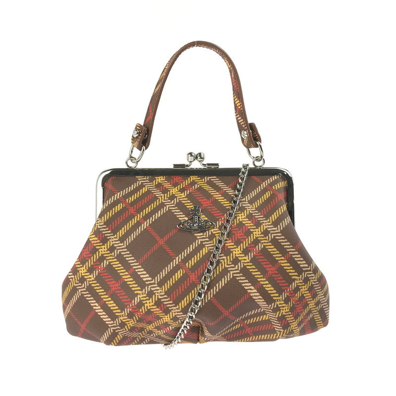 【中古美品】【レディース】 Vivienne Westwood ヴィヴィアンウエストウッド VEGAN LEATHER SHOULDER BAG D201 ビーガンレザー ショルダーバッグ チェック柄 がま口 カバン 180-250704-hi-17-tag カラー：マルチカラー 万代Net店