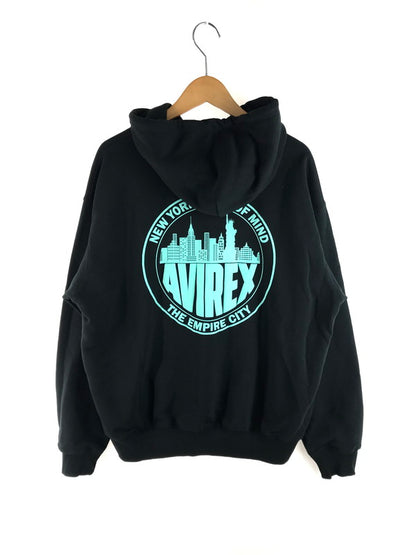 【現状渡し品】AVIREX アヴィレックス NEWYORK CITY SCAPE SWEAT PULLOVER HOODIE 783-4131010 ニューヨークシティスケープ スウェットプルオーバーフーディー パーカー トップス 145-250713-rt-10-tag サイズ：M カラー：ブラック 万代Net店