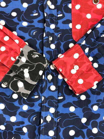 【中古品】【メンズ】 A BATHING APE アベイシングエイプ 15SS ABC DOT CRAZY BD SHIRT 001SHB301019X ドット クレイジー ボタンダウン シャツ 長袖シャツ 142-250716-na-12-tag サイズ：XL カラー：マルチカラー 万代Net店