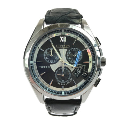 【現状渡し品】【メンズ】 CITIZEN シチズン EXCEED エクシード デイト クロノグラフ H610-T019650 ソーラー電波 腕時計 197-250721-na-11-tag カラー：シルバー 万代Net店