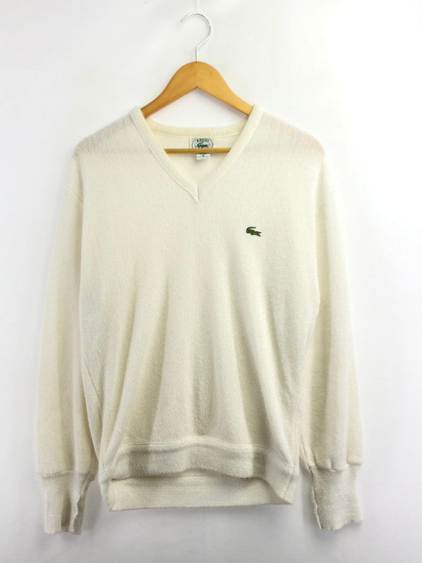 【現状渡し品】【メンズ】 LACOSTE ラコステ 80's V NECK ACRYLIC KNIT SWEATHER 80年代 Vネック アクリル ニット セーター ヴィンテージ トップス 146-260913-rt-12-tagh サイズ：M カラー：アイボリー 万代Net店