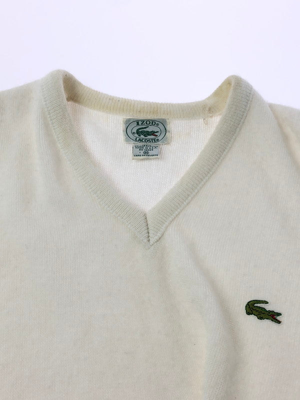 【現状渡し品】【メンズ】 LACOSTE ラコステ 80's V NECK ACRYLIC KNIT SWEATHER 80年代 Vネック アクリル ニット セーター ヴィンテージ トップス 146-260913-rt-12-tagh サイズ：M カラー：アイボリー 万代Net店