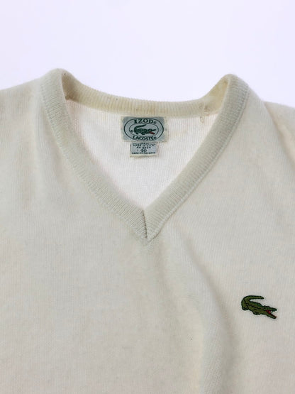 【現状渡し品】【メンズ】 LACOSTE ラコステ 80's V NECK ACRYLIC KNIT SWEATHER 80年代 Vネック アクリル ニット セーター ヴィンテージ トップス 146-260913-rt-12-tagh サイズ：M カラー：アイボリー 万代Net店