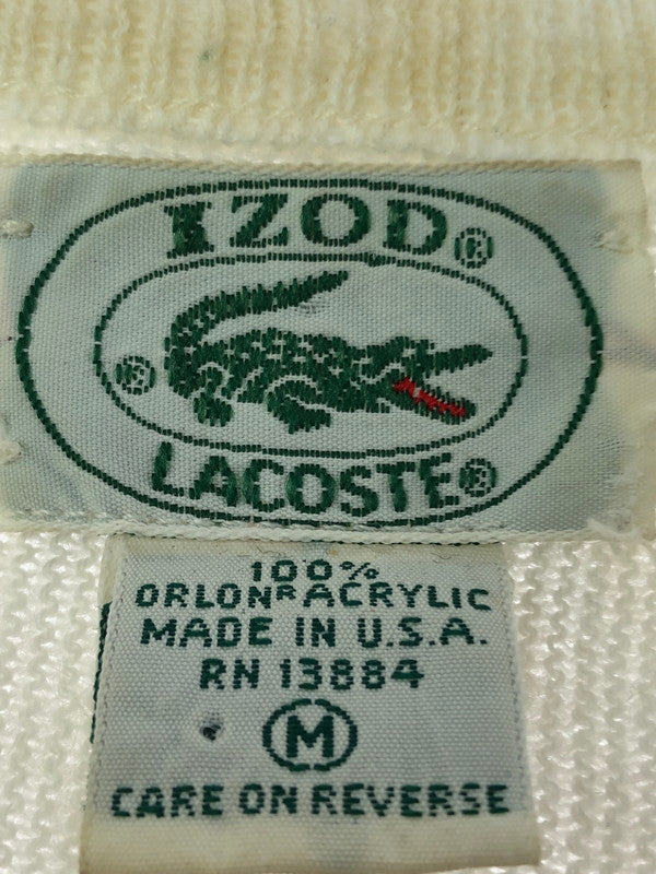 【現状渡し品】【メンズ】 LACOSTE ラコステ 80's V NECK ACRYLIC KNIT SWEATHER 80年代 Vネック アクリル ニット セーター ヴィンテージ トップス 146-260913-rt-12-tagh サイズ：M カラー：アイボリー 万代Net店