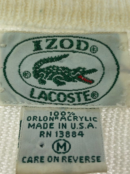 【現状渡し品】【メンズ】 LACOSTE ラコステ 80's V NECK ACRYLIC KNIT SWEATHER 80年代 Vネック アクリル ニット セーター ヴィンテージ トップス 146-260913-rt-12-tagh サイズ：M カラー：アイボリー 万代Net店