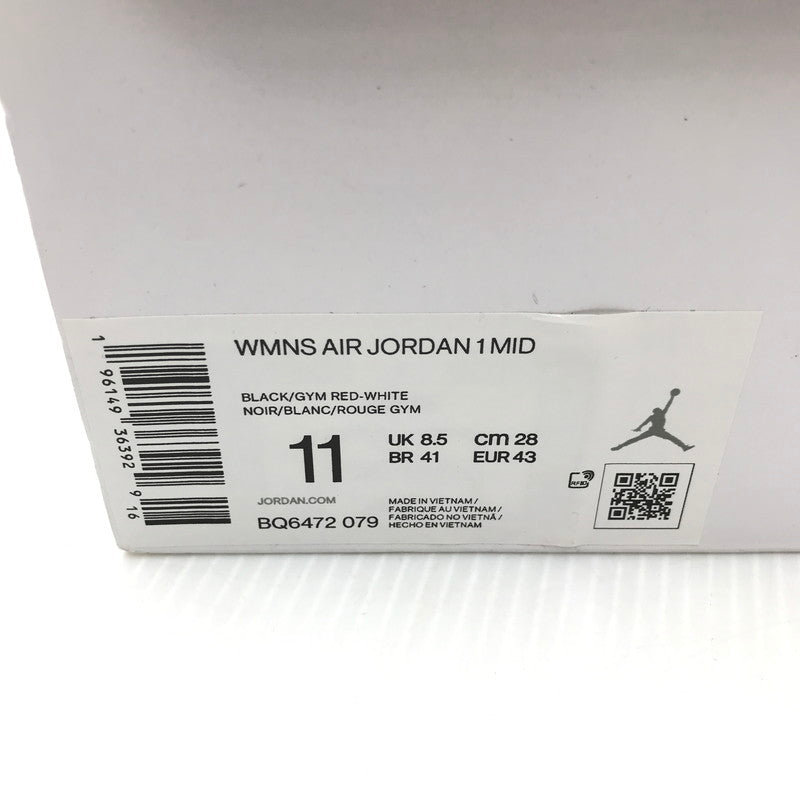 【中古品】【メンズ】 NIKE ナイキ WMNS AIR JORDAN 1 MID BRED TOE BQ6472-079 ウィメンズ エア ジョーダン 1 ミッド ブレッドトゥ スニーカー 靴 160-250809-hi-04-tag サイズ：28cm US 11 カラー：BLACK/GYM RED-WHITE 万代Net店