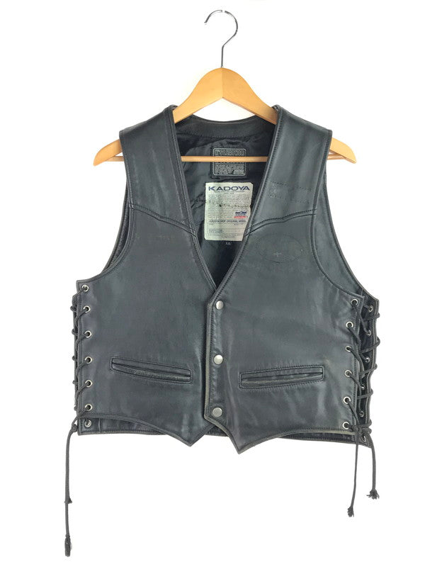 【現状渡し品】【メンズ】 KADOYA カドヤ LEATHER VEST KHX-PA141 レザーベスト 牛革 韓国製 145-250720-hi-11-tag サイズ：LL カラー：ブラック 万代Net店