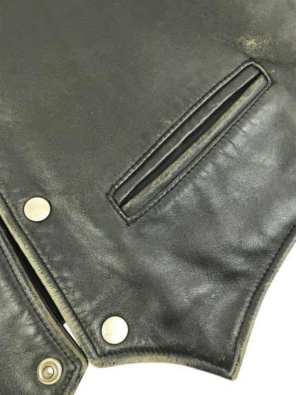 【現状渡し品】【メンズ】 KADOYA カドヤ LEATHER VEST KHX-PA141 レザーベスト 牛革 韓国製 145-250720-hi-11-tag サイズ：LL カラー：ブラック 万代Net店