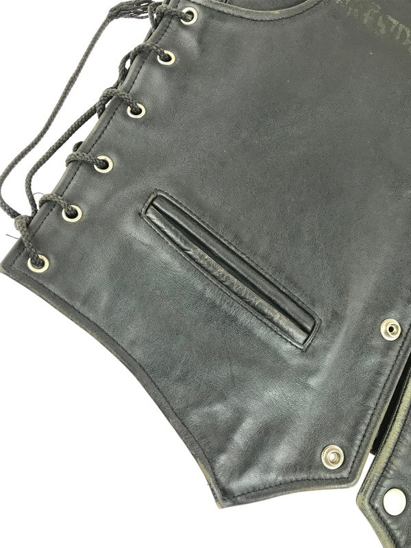 【現状渡し品】【メンズ】 KADOYA カドヤ LEATHER VEST KHX-PA141 レザーベスト 牛革 韓国製 145-250720-hi-11-tag サイズ：LL カラー：ブラック 万代Net店