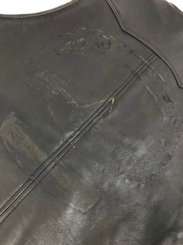 【現状渡し品】【メンズ】 KADOYA カドヤ LEATHER VEST KHX-PA141 レザーベスト 牛革 韓国製 145-250720-hi-11-tag サイズ：LL カラー：ブラック 万代Net店