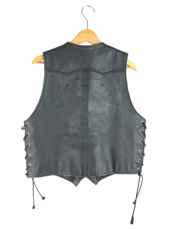 【現状渡し品】【メンズ】 KADOYA カドヤ LEATHER VEST KHX-PA141 レザーベスト 牛革 韓国製 145-250720-hi-11-tag サイズ：LL カラー：ブラック 万代Net店
