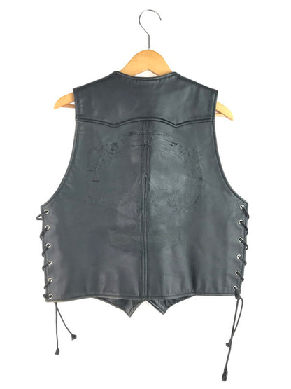 【現状渡し品】【メンズ】 KADOYA カドヤ LEATHER VEST KHX-PA141 レザーベスト 牛革 韓国製 145-250720-hi-11-tag サイズ：LL カラー：ブラック 万代Net店