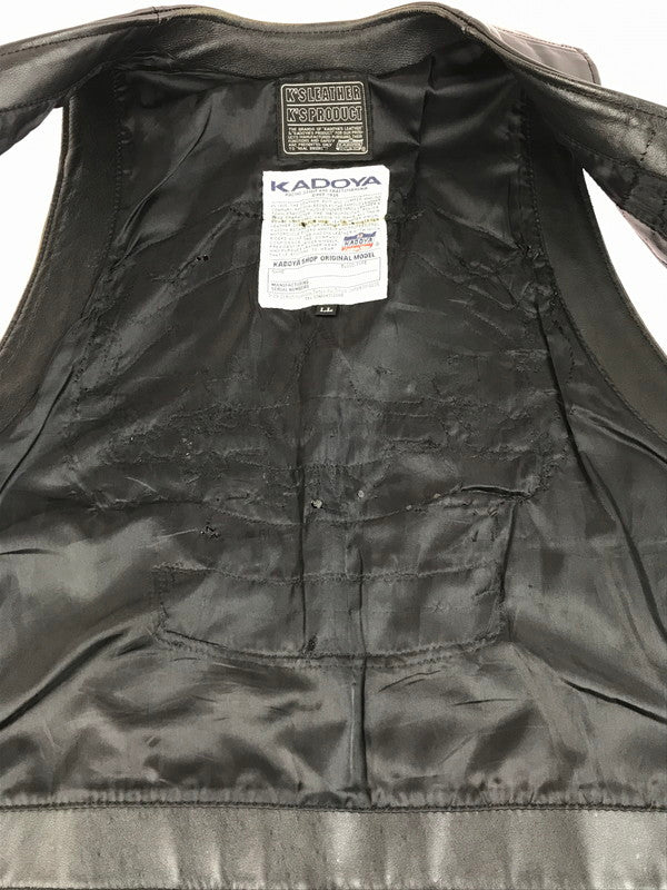 【現状渡し品】【メンズ】 KADOYA カドヤ LEATHER VEST KHX-PA141 レザーベスト 牛革 韓国製 145-250720-hi-11-tag サイズ：LL カラー：ブラック 万代Net店