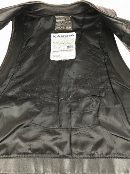 【現状渡し品】【メンズ】 KADOYA カドヤ LEATHER VEST KHX-PA141 レザーベスト 牛革 韓国製 145-250720-hi-11-tag サイズ：LL カラー：ブラック 万代Net店