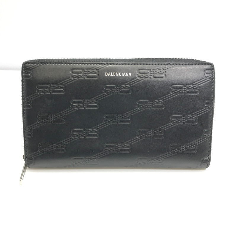 【中古品】【メンズ】 BALENCIAGA バレンシアガ EMBOSSED MONOGRAM ZIP WALLET 717787 エンボス モノグラム ジップウォレット 長財布 181-250720-na-21-tag カラー：ブラック 万代Net店
