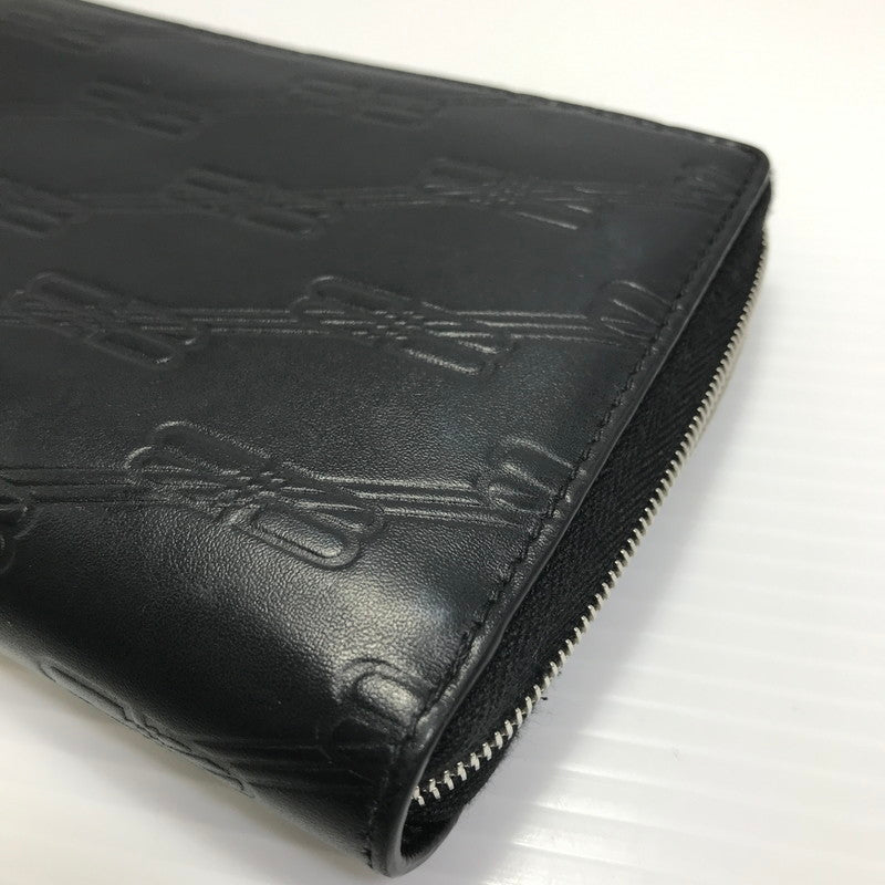 【中古品】【メンズ】 BALENCIAGA バレンシアガ EMBOSSED MONOGRAM ZIP WALLET 717787 エンボス モノグラム ジップウォレット 長財布 181-250720-na-21-tag カラー：ブラック 万代Net店