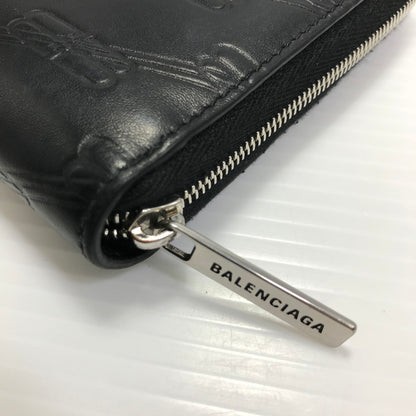 【中古品】【メンズ】 BALENCIAGA バレンシアガ EMBOSSED MONOGRAM ZIP WALLET 717787 エンボス モノグラム ジップウォレット 長財布 181-250720-na-21-tag カラー：ブラック 万代Net店