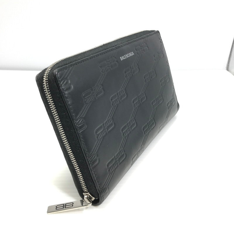 【中古品】【メンズ】 BALENCIAGA バレンシアガ EMBOSSED MONOGRAM ZIP WALLET 717787 エンボス モノグラム ジップウォレット 長財布 181-250720-na-21-tag カラー：ブラック 万代Net店