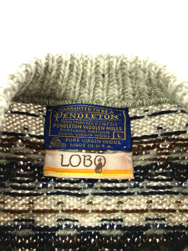 【現状渡し品】【メンズ】 PENDLETON ペンドルトン LOBO 70's WOOL KNIT SWEATER 70年代 ウール ニット セーター トップス 146-260820-rt-12-tag サイズ：L カラー：ブラウン 万代Net店