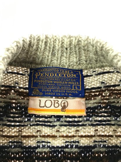 【現状渡し品】【メンズ】 PENDLETON ペンドルトン LOBO 70's WOOL KNIT SWEATER 70年代 ウール ニット セーター トップス 146-260820-rt-12-tag サイズ：L カラー：ブラウン 万代Net店