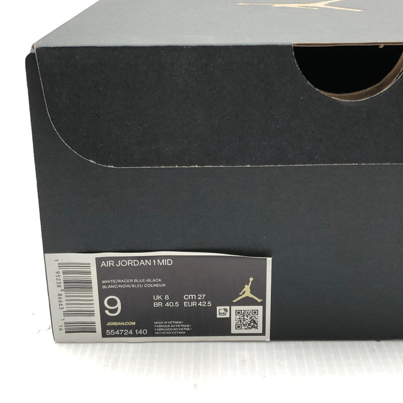 【中古品】【メンズ】 NIKE ナイキ AIR JORDAN 1 MID 554724-140 エアジョーダン 1 ミッド スニーカー 靴 160-250725-na-01-tag サイズ：27cm US 9 カラー：WHITE/RACER BLUE-BLACK 万代Net店