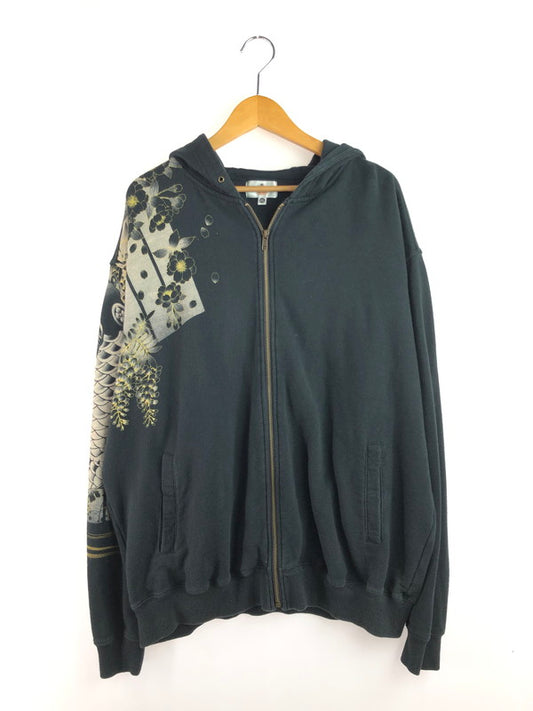 【中古品】【メンズ】 絡繰魂 カラクリタマシイ FULL ZIP HOODIE 鯉刺繍 フルジップ フーディー パーカー 145-250726-na-07-tag サイズ：XXL カラー：ブラック 万代Net店