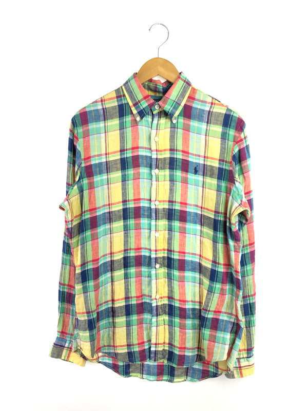 【中古品】【メンズ】 RALPH LAUREN ラルフローレン CUSTOM FIT LINEN CHECK BD SHIRT カスタム フィット リネン チェック シャツ 146-260516-rt-15-tagh サイズ：M カラー：マルチカラー 万代Net店
