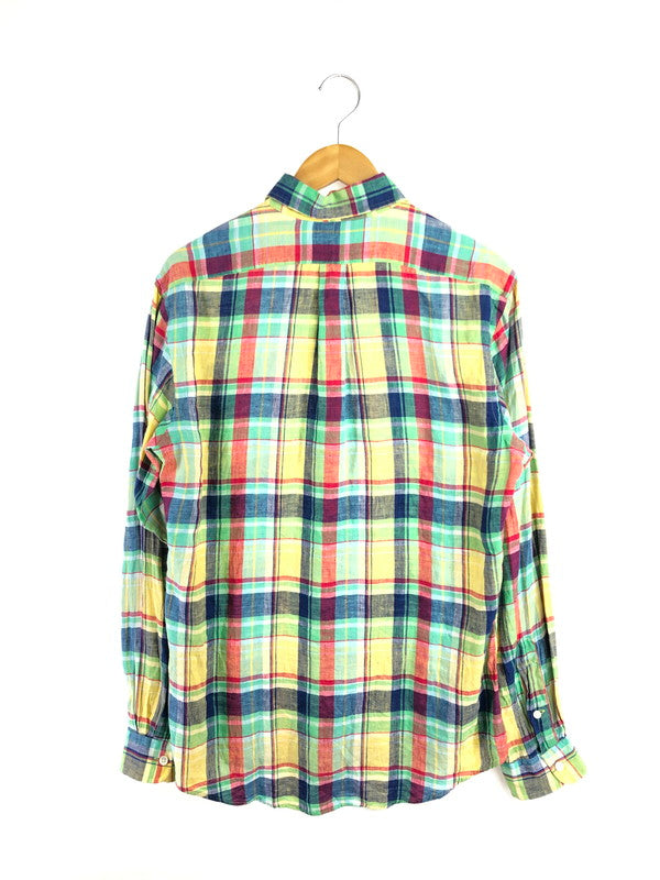 【中古品】【メンズ】 RALPH LAUREN ラルフローレン CUSTOM FIT LINEN CHECK BD SHIRT カスタム フィット リネン チェック シャツ 146-260516-rt-15-tagh サイズ：M カラー：マルチカラー 万代Net店