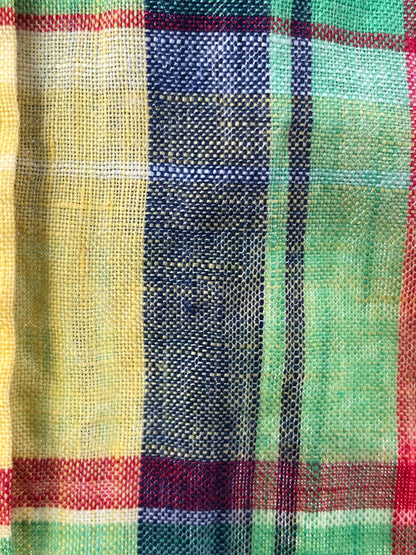 【中古品】【メンズ】 RALPH LAUREN ラルフローレン CUSTOM FIT LINEN CHECK BD SHIRT カスタム フィット リネン チェック シャツ 146-260516-rt-15-tagh サイズ：M カラー：マルチカラー 万代Net店
