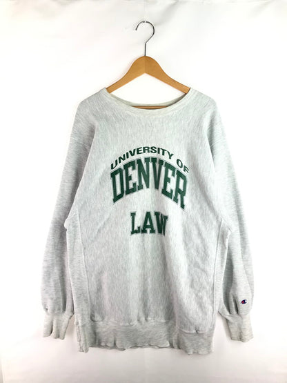 【現状渡し品】【メンズ】 Champion チャンピオン 90’s REVERSE WEAVE UNIVERSITY OF DENVERLAW SWEAT 90年代 リバースウィーブ フロントプリント スウェット 146-250727-rt-16-tag サイズ：XXL カラー：グレー 万代Net店