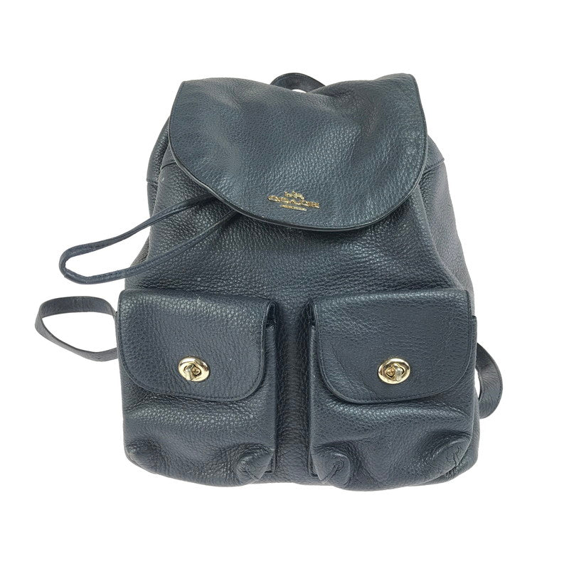 【中古品】【レディース】 COACH コーチ LEATHER BILLIE BACKPACK F37410 レザー ビリー バックパック リュック カバン 180-250807-na-07-tag カラー：ネイビー 万代Net店