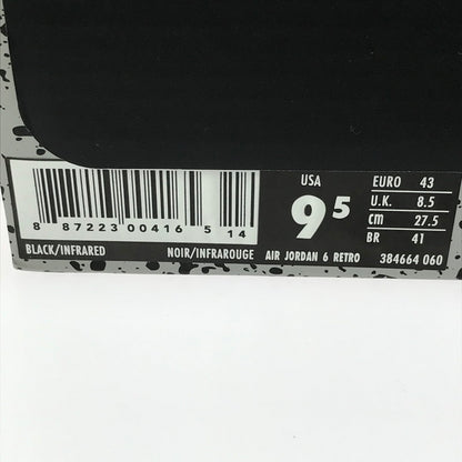 【中古品】【メンズ】 NIKE ナイキ AIR JORDAN 6 RETRO 384664-060 エア ジョーダン 6 レトロ スニーカー 靴 160-250805-yy-03-tag サイズ：27.5cm/US9.5 カラー：BLACK/INFRARED 万代Net店