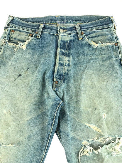 【ジャンク品】【メンズ】 EVISU エヴィス DENIM PANTS デニムパンツ ジーンズ ボタンフライ SCOVILL 隠しリベット 虎耳 156-250816-hi-23-tag サイズ：なし カラー：ライトインディゴ 万代Net店