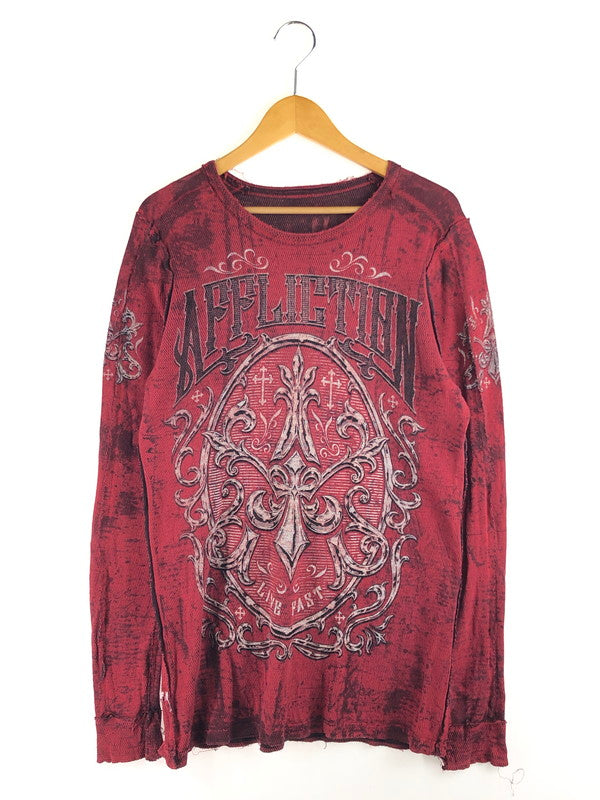 【中古品】【メンズ】 AFFLICTION アフリクション REVERSIBLE L/S THERMAL TEE リバーシブル ロングスリーブ サーマルTシャツ 長袖Tシャツ トップス 142-250808-rt-09-tag サイズ：L カラー：レッド系 万代Net店