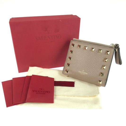 【中古品】【レディース】 VALENTINO GARAVANI ヴァレンティノ ガラヴァーニ ROCKSTUD WALLET WW2P0W06VSH ロックスタッズ 二つ折り財布 181-250810-na-16-tag カラー：ピンク 万代Net店