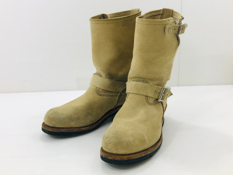 【中古品】【メンズ】 RED WING レッドウィング ASTM SUEDE ENGINEER BOOT 8268 初期タグ 先芯入りスウェード エンジニア ブーツ靴 164-250823-rt-04-tag サイズ：8 D カラー：ベージュ 万代Net店