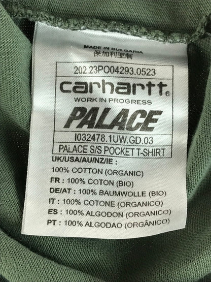 【中古品】【メンズ】 CARHARTT WIP カーハート ウィップ ×PALACE PALACE パレスパラス コラボ POCKET S/S TEE 胸ポケット ショートスリーブTシャツ 半袖Tシャツ トップス 142-250814-rt-03-tag サイズ：S カラー：カーキ 万代Net店